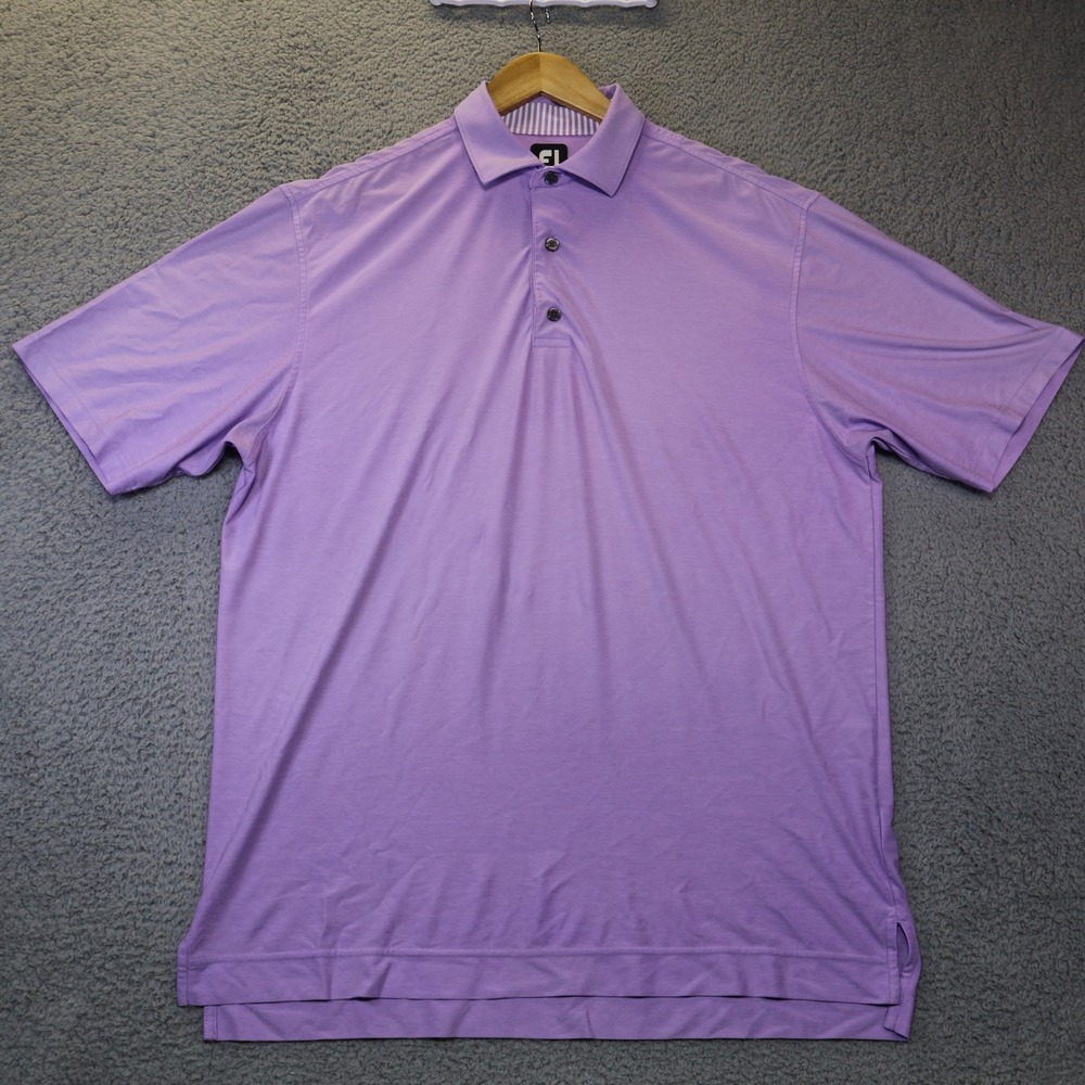FootJoy Mens Purple Short Sleeve Golf Polo Shirt Large Performance Stretch FJ